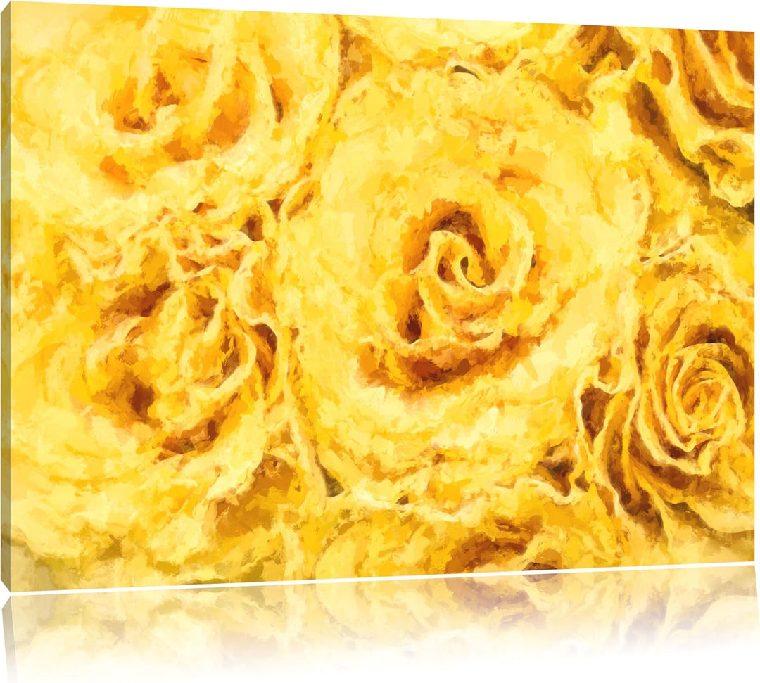 Pixxprint gelbe Rosen als Leinwandbild/Grösse: 100x70 cm/Wandbild/Kunstdruck/fertig bespannt, 100x70