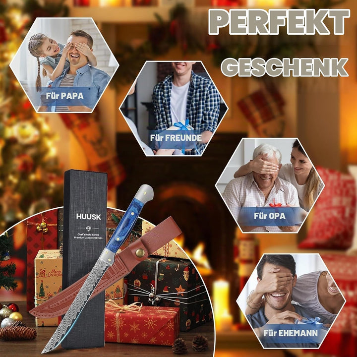 Golden Bird Ausbeinmesser profi 14,5 cm – Filetiermesser aus Damaststahl mit VG10-Kern, professionel