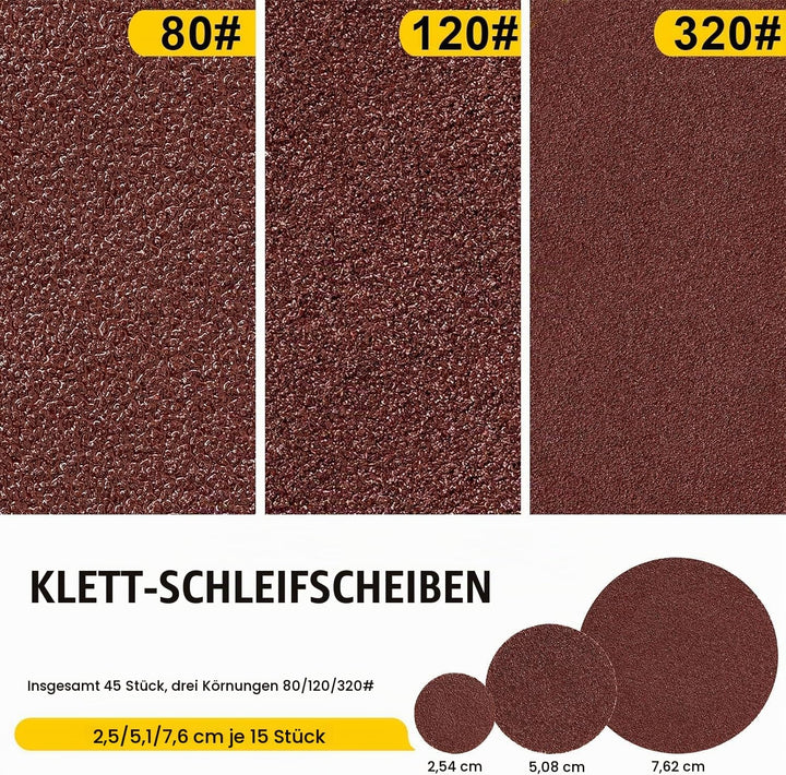 63 in 1 Druckluft Exzenterschleifer Mini Poliermaschine Auto Polierer Set, Exzenter Schleifer Druckl