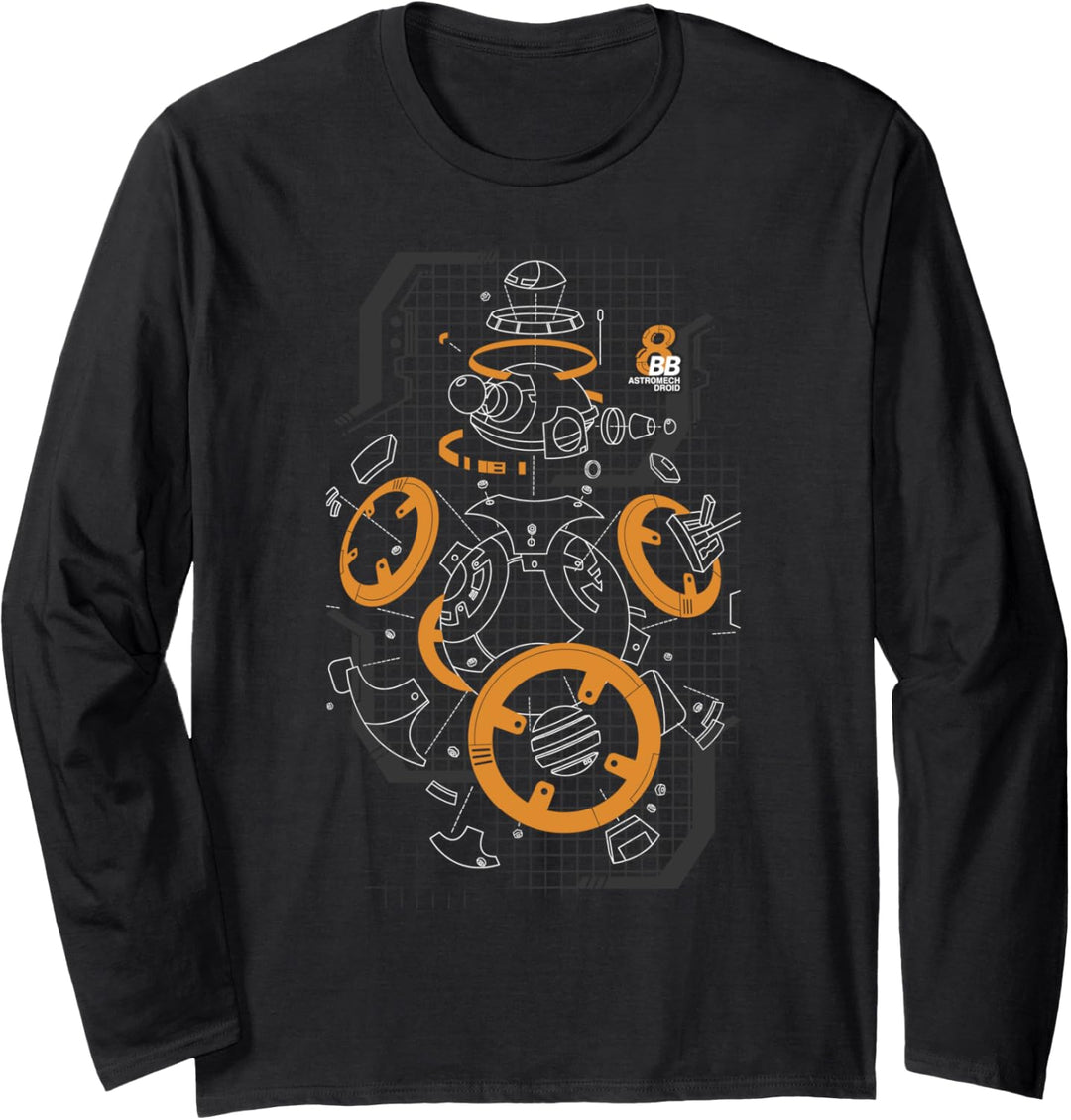 Star Wars Last Jedi BB-8 Grid Schematic Langarmshirt