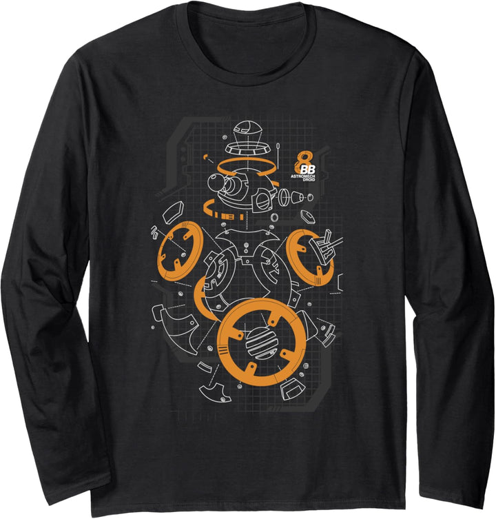 Star Wars Last Jedi BB-8 Grid Schematic Langarmshirt