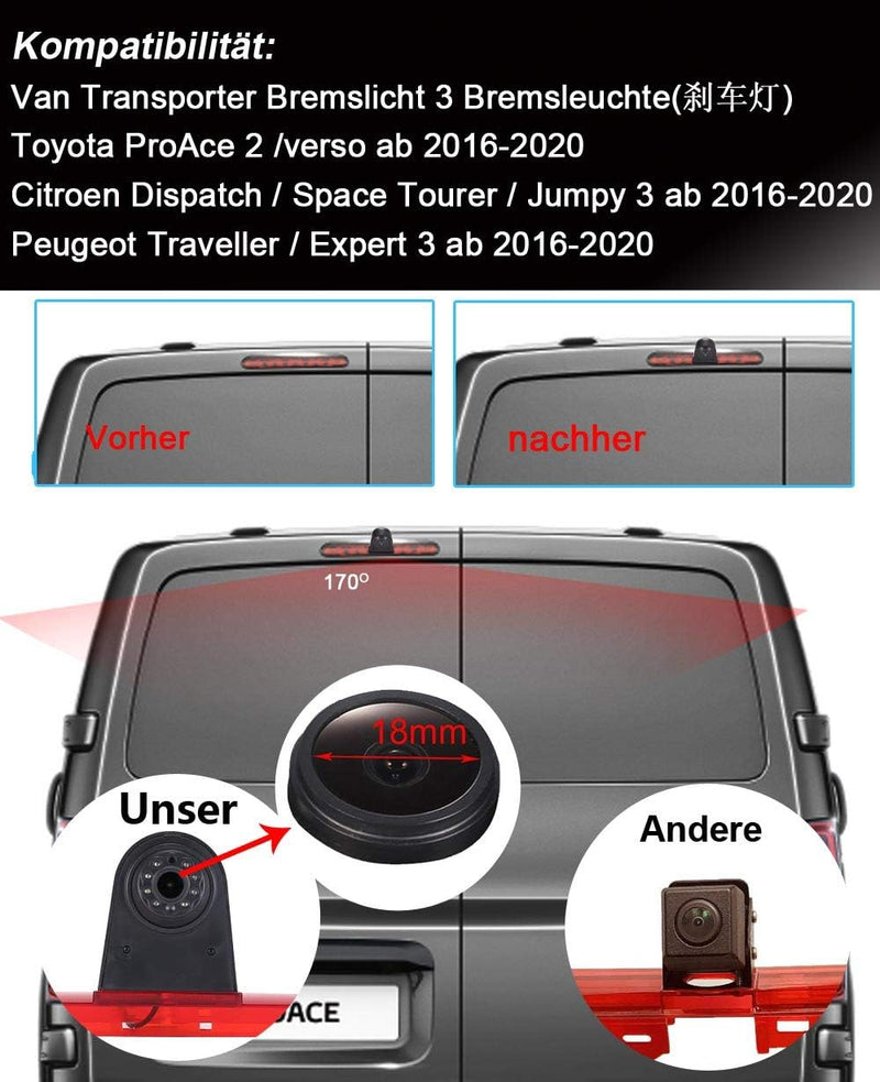 18mm Top Qualität Bremsleuchte Kamera Bremslicht Rückfahrkamera Transporter für Toyota ProAce 2/Vers