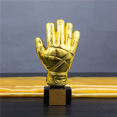 HOMSFOU Gold Award- Troph?e mit Basis- Torhüter- Plattieren von Harz Goalie Handschuhe Form Fussball