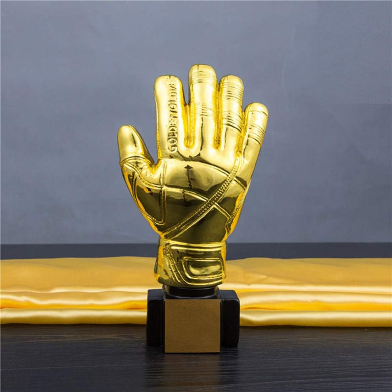 HOMSFOU Gold Award- Troph?e mit Basis- Torhüter- Plattieren von Harz Goalie Handschuhe Form Fussball