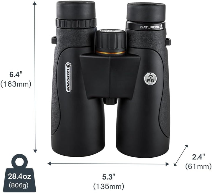 Celestron Nature DX ED 10x50 Binoculars - Premium Extra-Low Dispersion ED Glass Lenses, 10x50