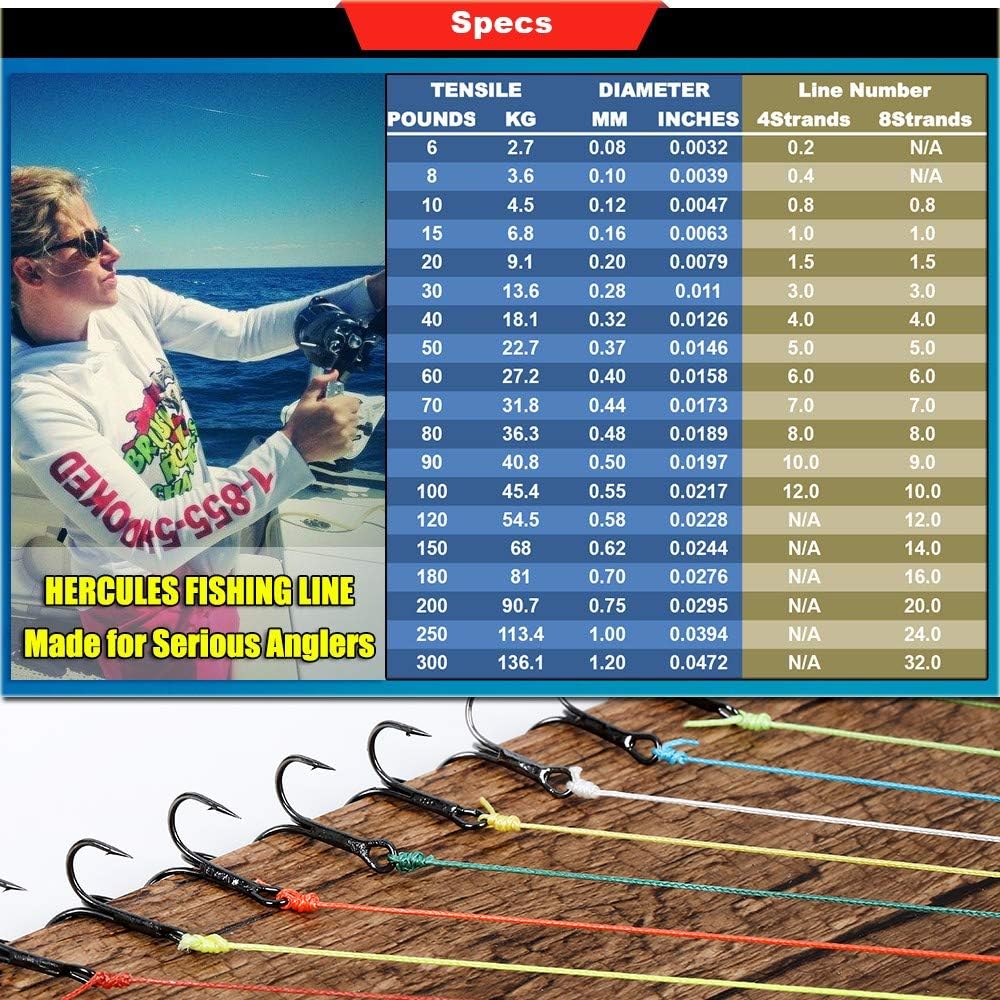HERCULES Super Cast 100m - 2000m Yards Geflochtene Angelschnur 10lb - 300lb Test für Salzwasser Süss