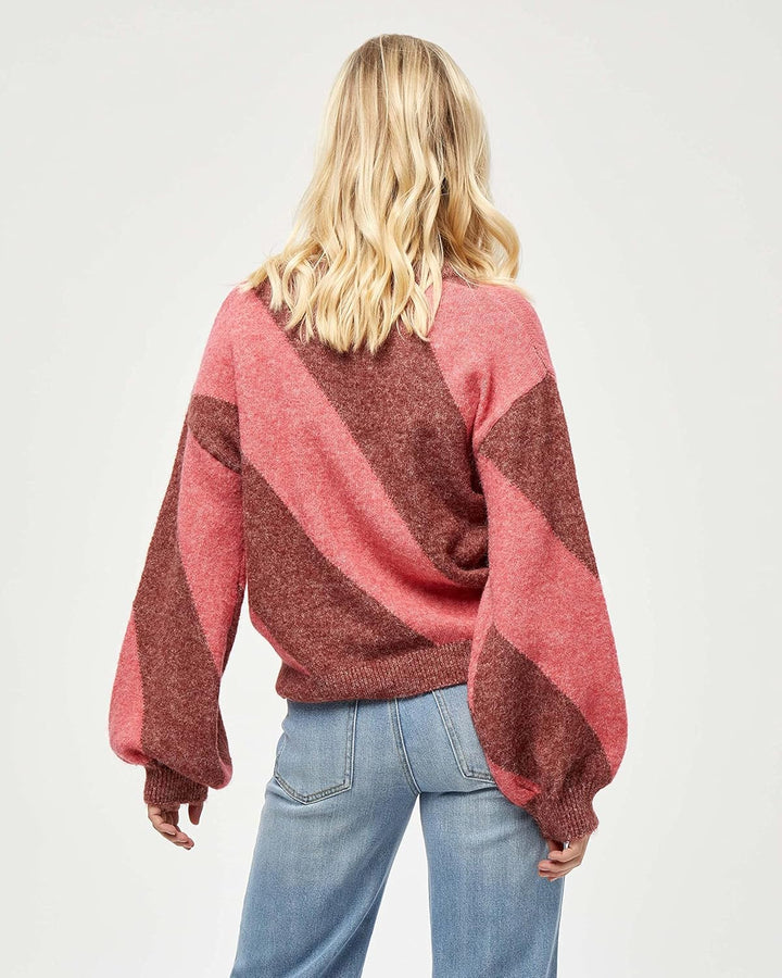 Desires Damen Kamelia Strickpullover, Apfelbutterbraun Gestreift