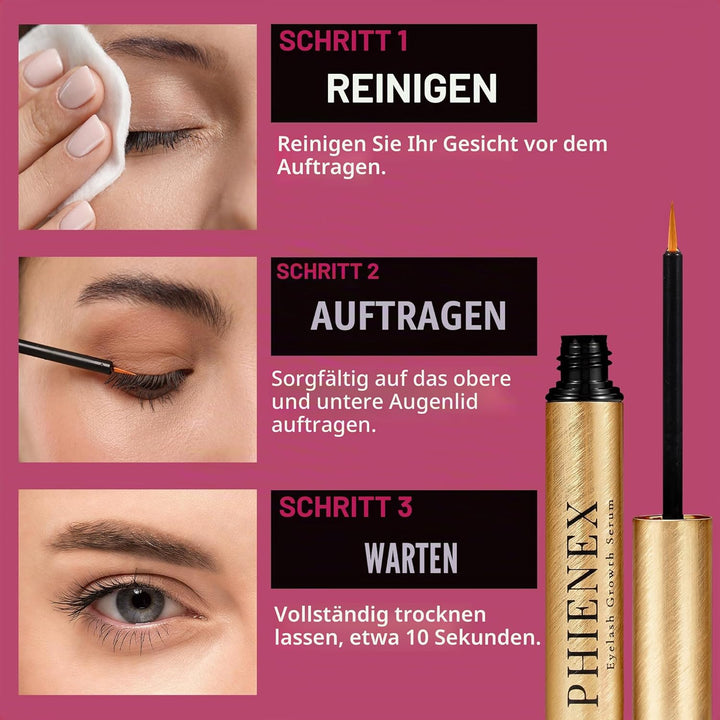 PHIENEX 2026 New Version Wimpernserum – ohne Hormone & vegan – Lash Serum für längeres, dichteres, v