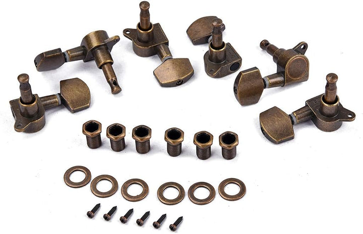 Alnicov Guitar Machine Heads Saiten-Tuning Pegs Tuner 3R3L für Akustik- oder E-Gitarren-Bronze