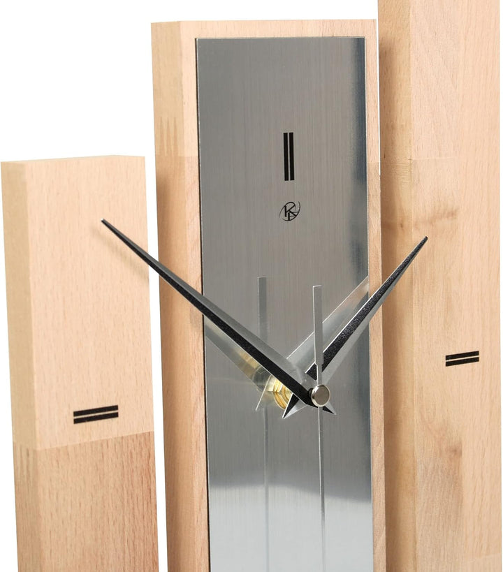 Kreative Feder Designer-STANDUHR „Stairs“ aus Massivholz – analoge TISCHUHR ohne Tickgeräusche (leis