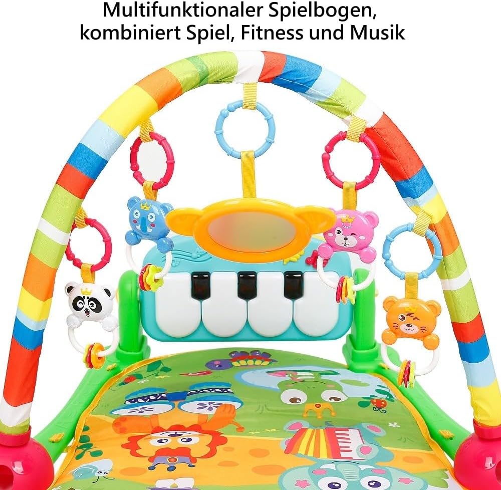 Baby Spielmatte mit Spielbogen – 4-in-1 Krabbeldecke, Activity-Decke für 0-3 Jahre, inkl. 4 abnehmba