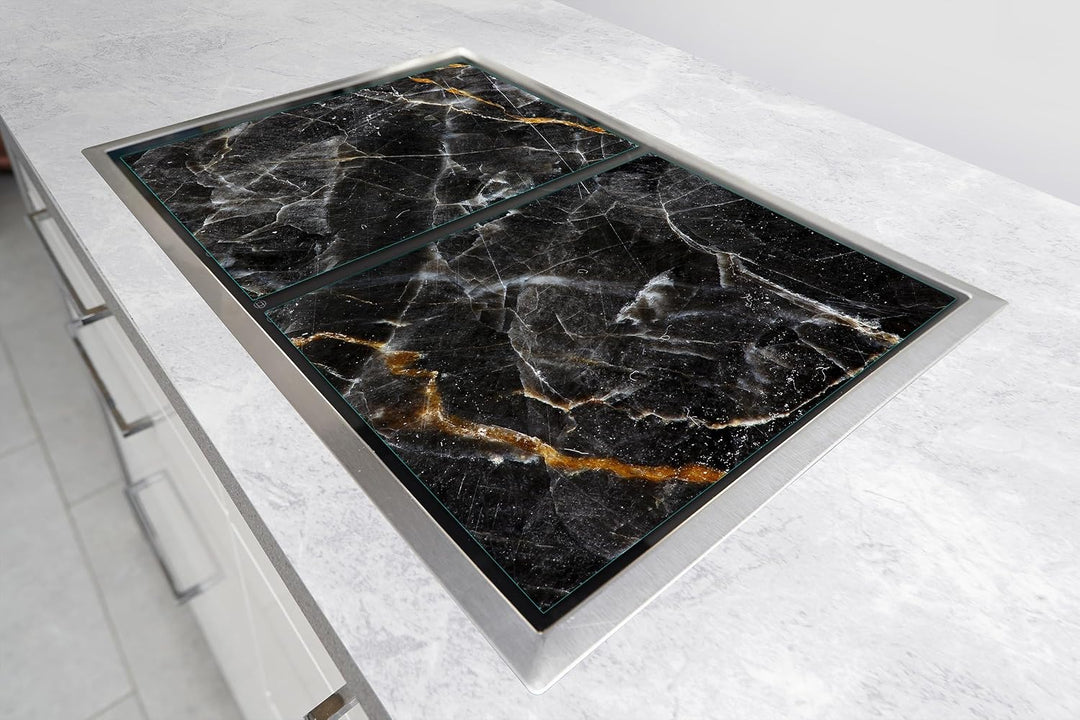 TMK ArtDeko Herdabdeckplatte 2 Teilig 40x52 + 60x52 cm - Spritzschutz Herdabdeckung – Herdschutz aus