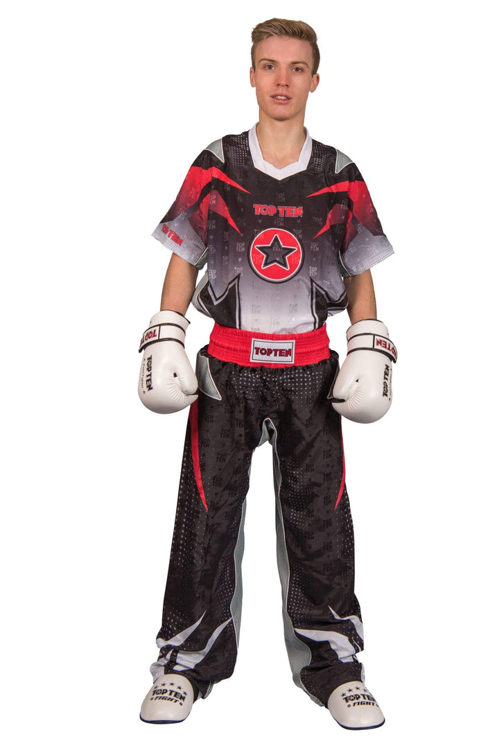 TOP TEN Kickboxuniform „Future“ Schwarz - Grau 150, Schwarz - Grau 150