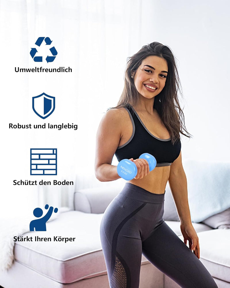 MENCIRO Hanteln 2er Set für Männer und Frauen, 1KG - 5KG Kurzhanteln Gewichte für Zuhause Fitnessstu