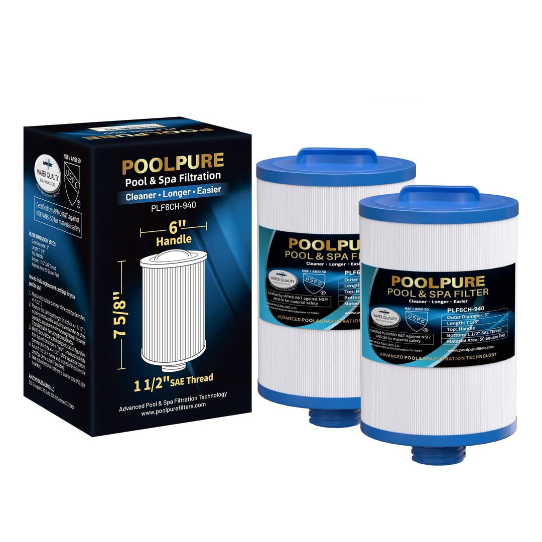POOLPURE Spa Filter replacement for Pleatco PWW50P3(1 1/2" Coarse Thread), Unicel 6CH-940, 817-0050,