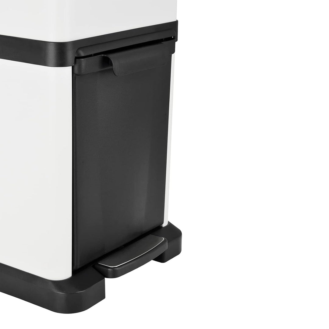 SVITA 3XCOMBO32 Mülleimer Treteimer Abfalleimer Mülltrennung mit Schubfächern Weiss (32 Liter 2x8L +