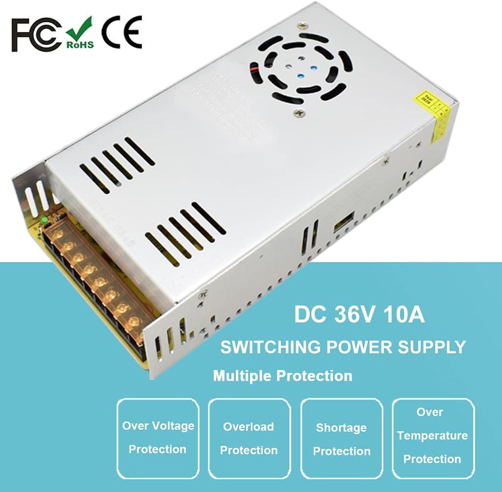 Baiyouli Netzteil 36V 10A 360W Schaltnetzteil Adapter Transformator AC 110V / 220V to DC Schaltwandl