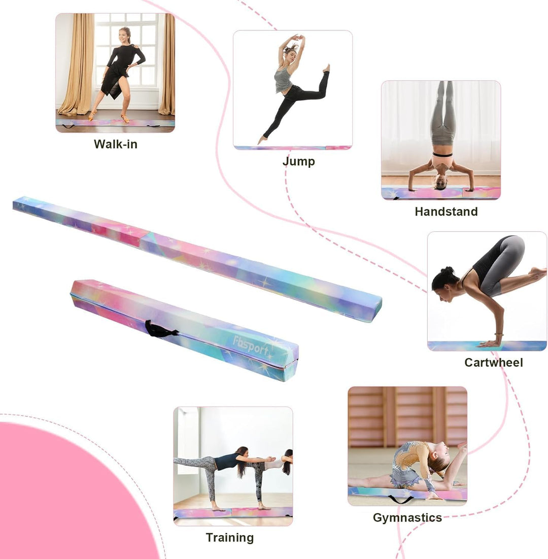 FBSPORT Schwebebalken, Faltender Schwebebalken Kinder, Gymnastik Balance Balken,Beflockungsschicht B