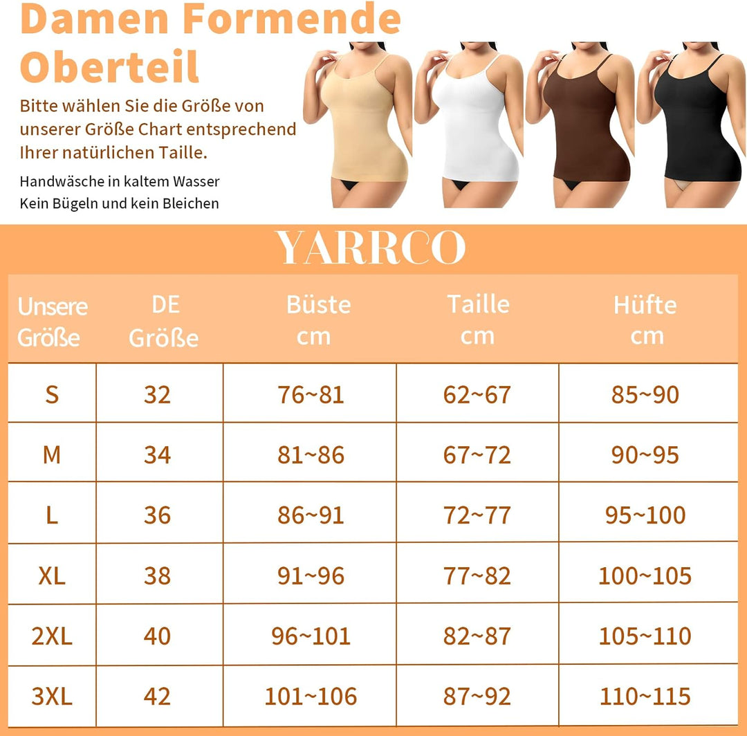 YARRCO Damen Shape Unterhemd Bauchweg Hemdchen Shapewear Trägertop Shaping BH Hemd Formendes Top Bod