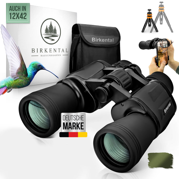 Birkental Fernglas Erwachsene 10x50 inkl. Zubehör-Anfänger und Profis-HD Zoom,wasserdicht,leicht,kom