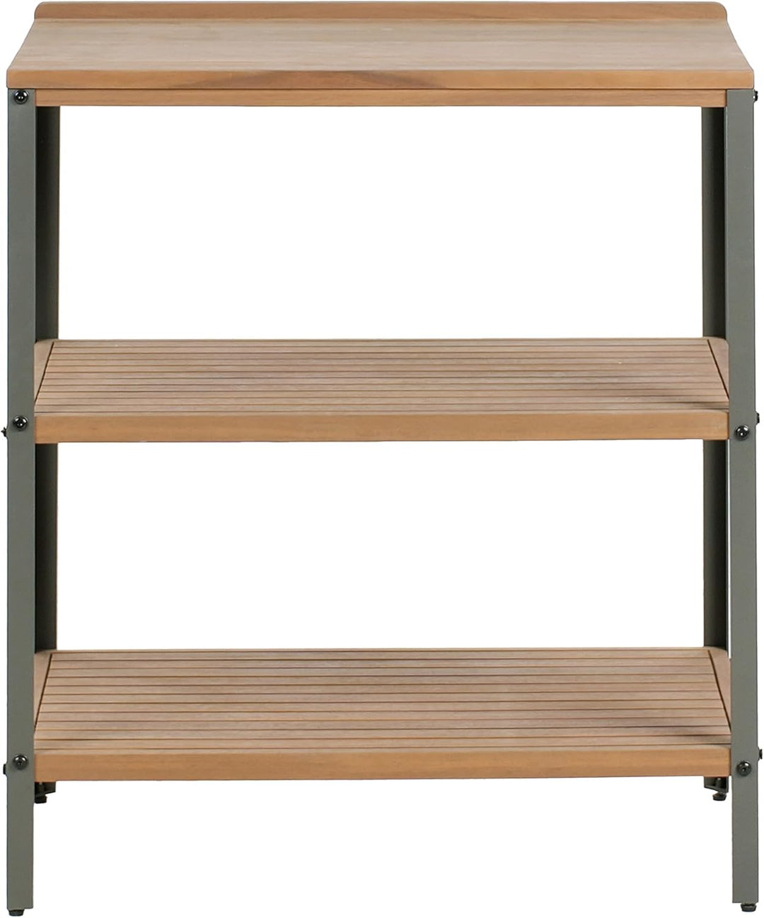 Beliani Outdoor-Kücheninsel zertifiziertes Holz braun breit 50x80 cm mit Regalen Ivrea