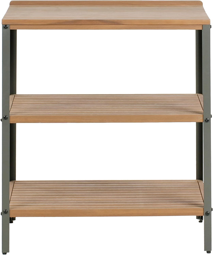 Beliani Outdoor-Kücheninsel zertifiziertes Holz braun breit 50x80 cm mit Regalen Ivrea