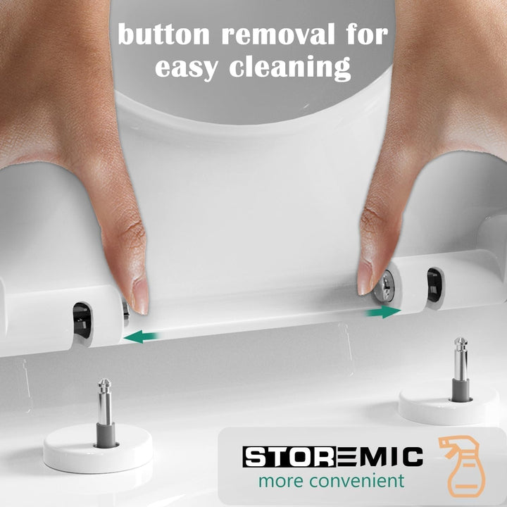 STOREMIC Toilettendeckel, WC Sitz mit Absenkautomatik, Klodeckel D-Form mit Quick Release Funktion f