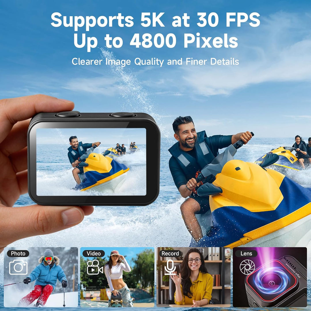 AIKER Action Cam 4k,Pro-Version Action Kamera Mit 5k/30FPS,48MP, Ultra Stabil EIS Bildstabilisierung