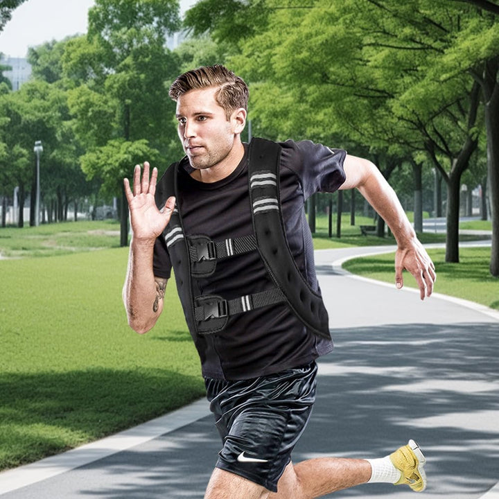 Gewichtsweste, 10 kg, Verstellbare Trainingsweste für Herren und Frauen, Schwarz