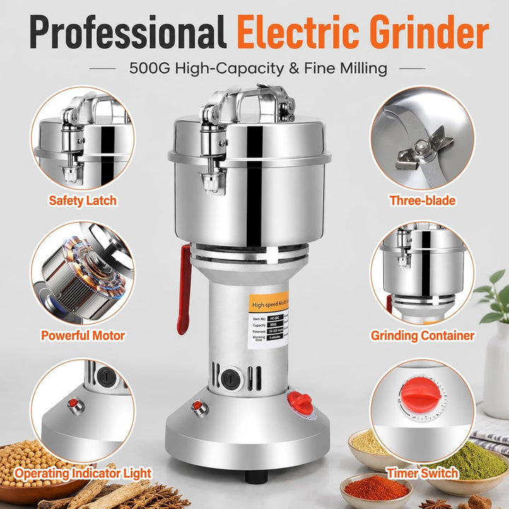 Getreidemühle 2800W, Getreidemühle Elektrisch 500g, 32000rpm Starker Motor
