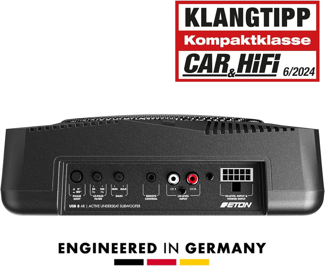 ETON USB 8 AR – sehr kompakter 20 cm / 8 Zoll Untersitz Aktiv Subwoofer für PKWs und Wohnmobile, lei