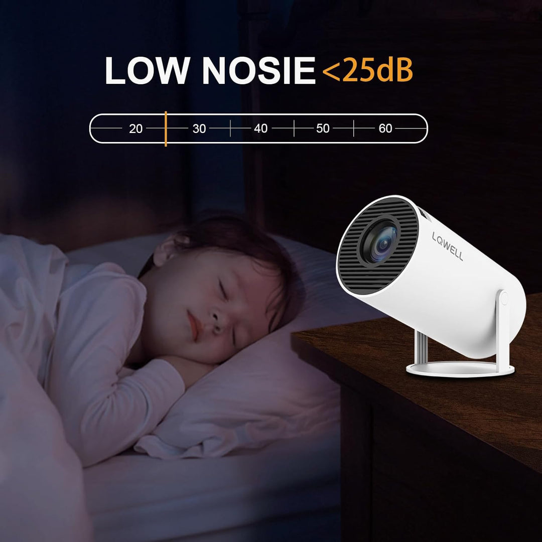 LQWELL® Beamer, Mini Projektor, unterstützt 5G WiFi, BT5.0 mit Android OS, Auto Trapezkorrektur, 220