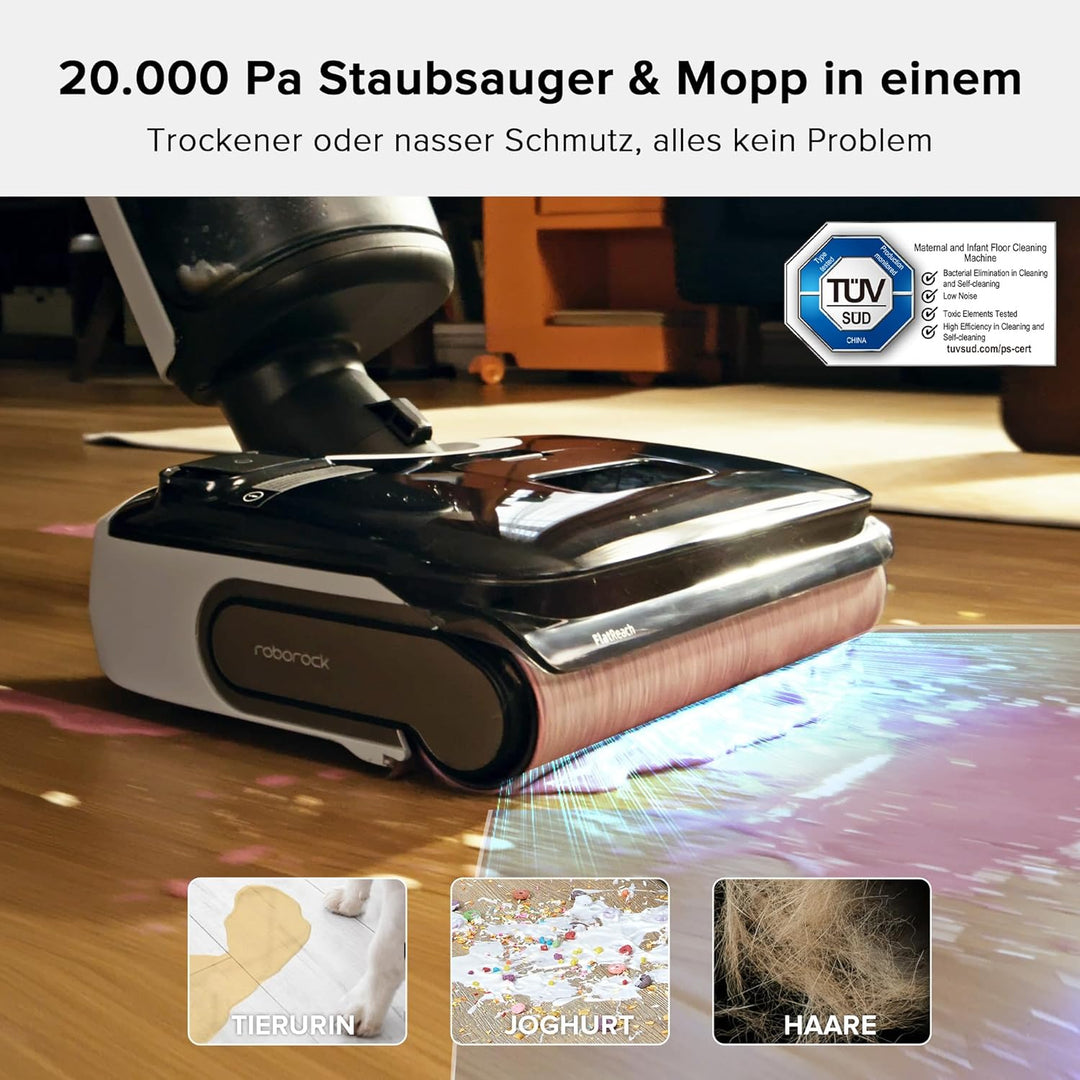 roborock F25 Serie Akku-Nass-Trockensauger, kabelloser Saugwischer mit 20.000 Pa, 90°C Heisslufttroc