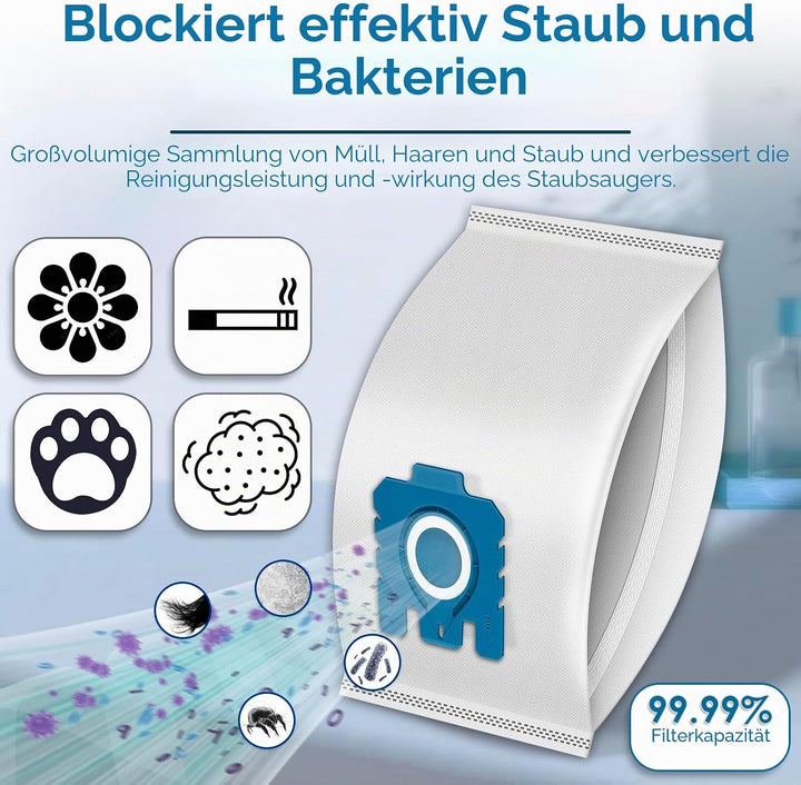 (24 Stück) Staubsaugerbeutel und Airclean-Filter kompatibel mit Miele GN Staubsauger, C1, C2, C3, S2