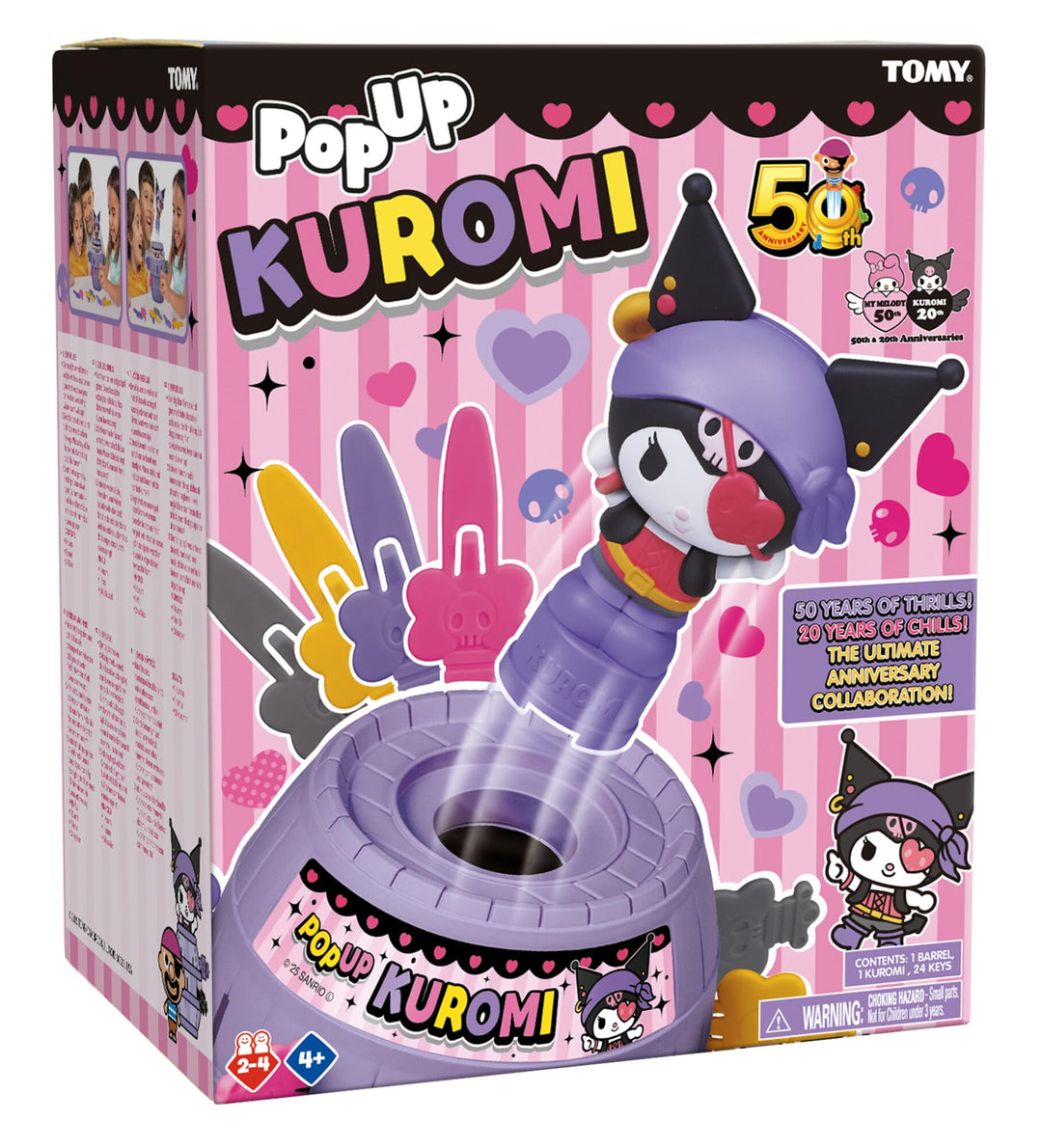 TOMY Pop Up Kuromi Spiel, Actionspiel für Kinder, 2-4 Spieler, Ab 4 Jahren, Lustiges Familienspiel,