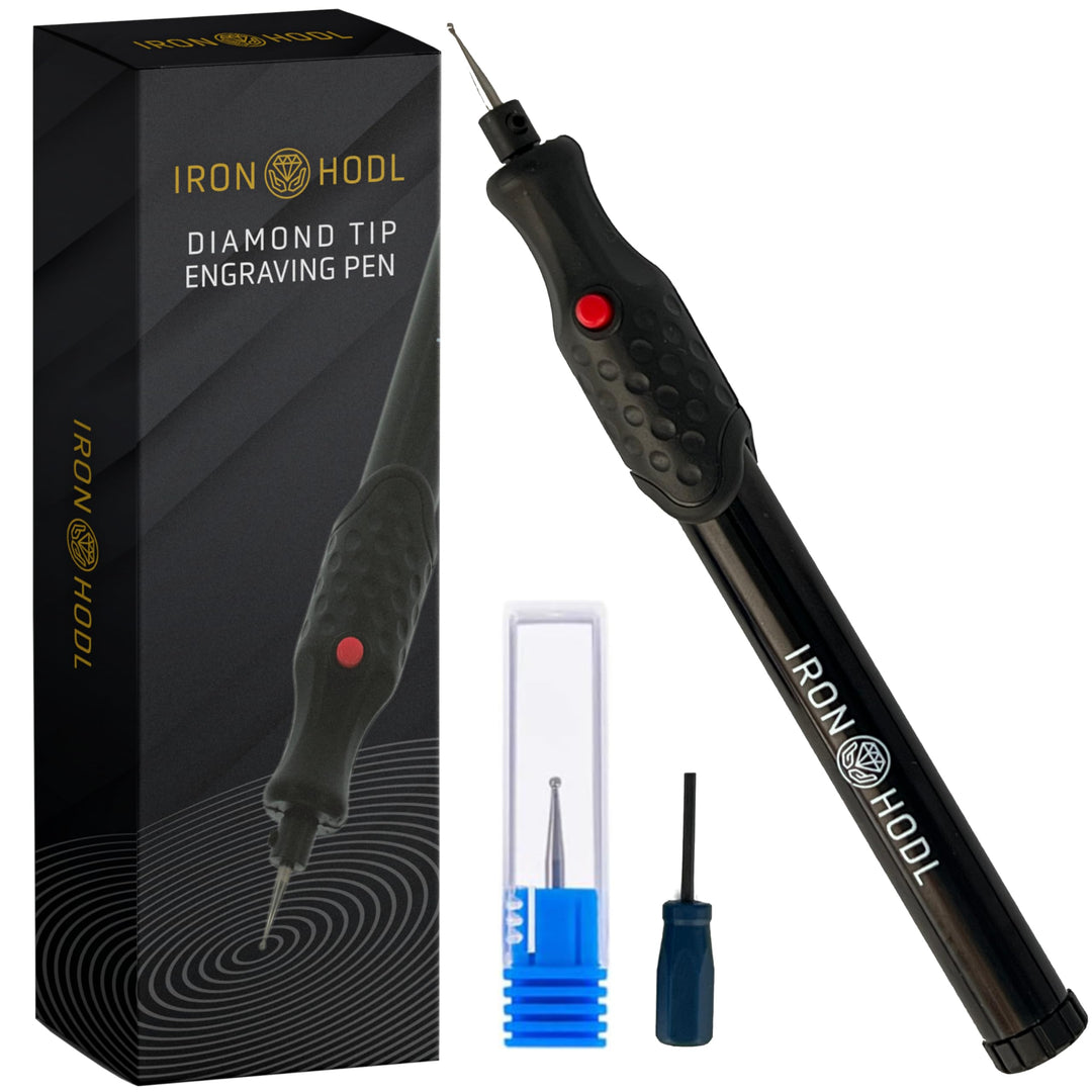 IRON HODL - Gravierstift mit Diamantspitze für Metall, Keramik, Glas gravieren - 2X AAA Batteriebetr