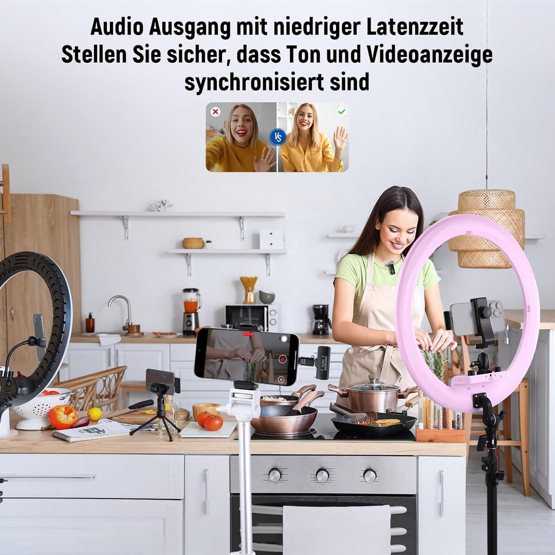 NEEWER Drahtloses Lavalier Mikrofon System kompatibel mit iPhone Android Phone Computer PC Laptop Ta