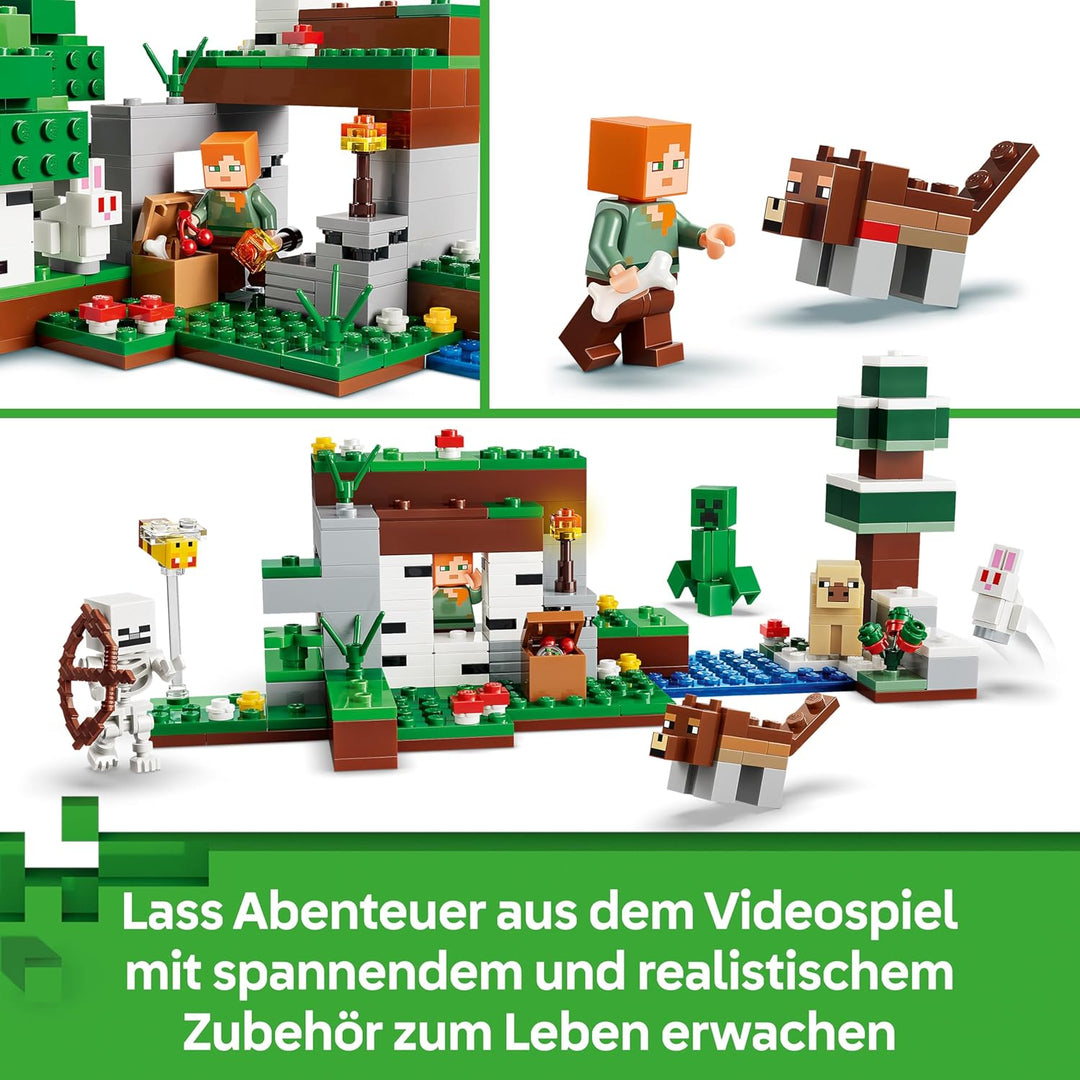 LEGO Minecraft Erstes Abenteuer in der Nacht - Interaktives Spielzeug mit 7 Figuren inkl. Alex, Cree