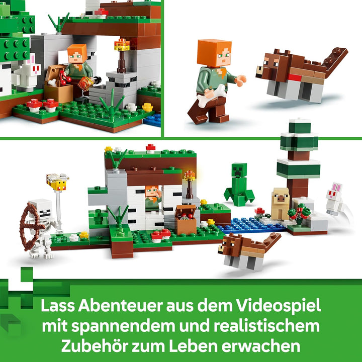 LEGO Minecraft Erstes Abenteuer in der Nacht - Interaktives Spielzeug mit 7 Figuren inkl. Alex, Cree