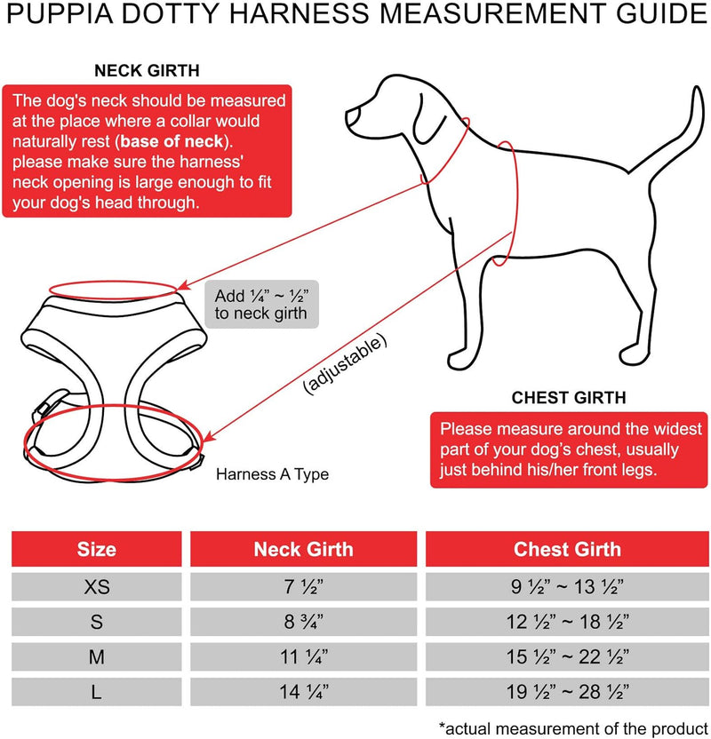 Puppia Dotty Hundegeschirr, Überkopf, kein Ziehen, kein Würgen, Spazierengehen, Training, verstellba