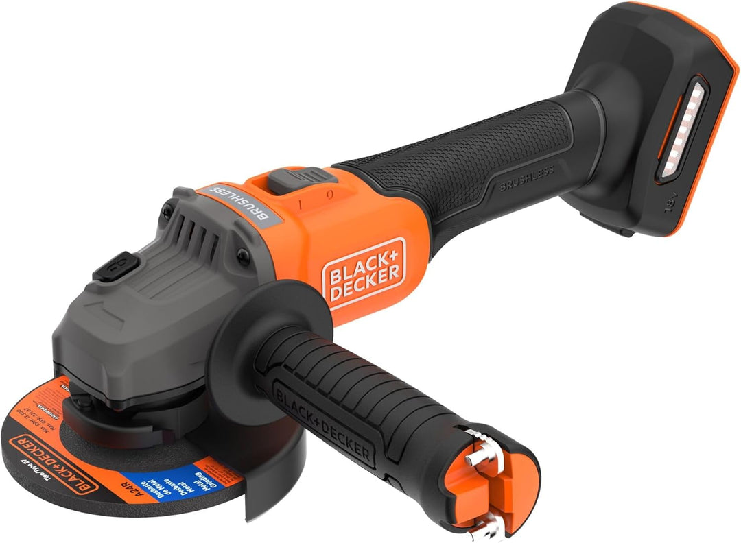 BLACK+DECKER Akku-Winkelschleifer (18V, 115mm Scheiben-ø, bürstenlos, Sanftanlauf, für Trenn, Schlei