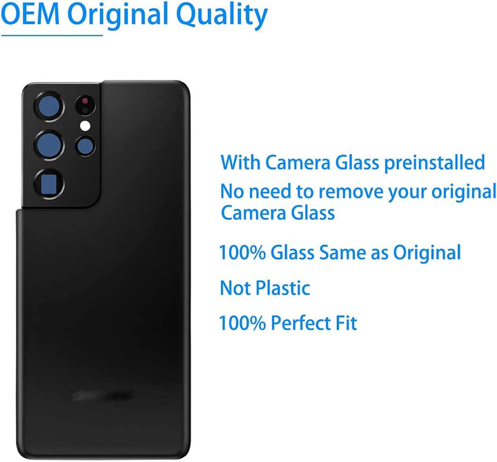 MovTEK Backcover Akkudeckel Original kompatibel mit Samsung S21 Ultra 5G G998B Rückseite Glas Repara
