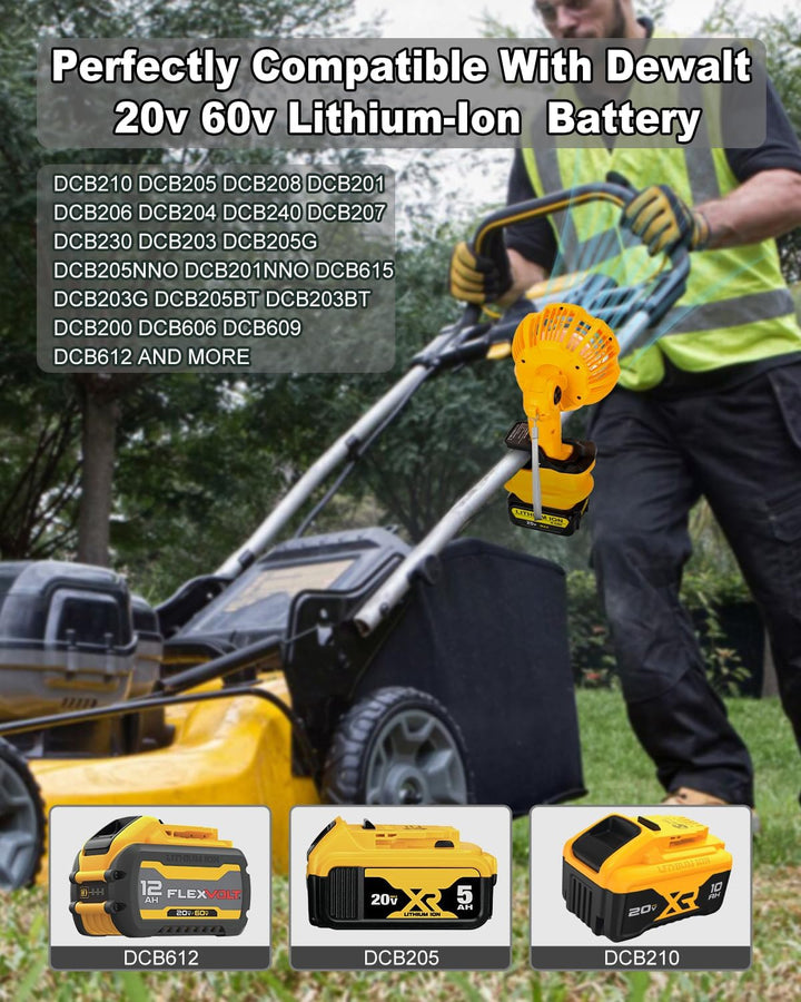 Tragbarer Clip-on-Ventilator für Dewalt 18v 54v Akku, Leise akku ventilator mit 3 energieeffizienten