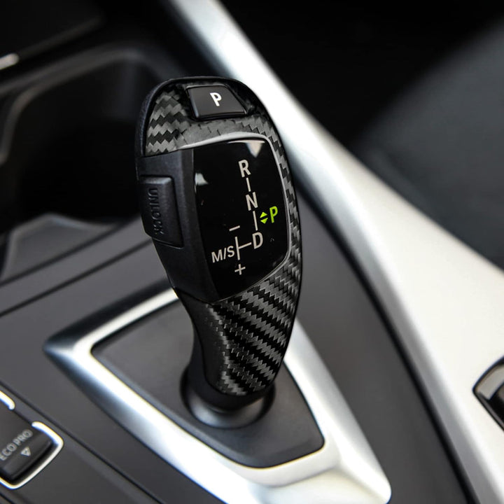KUNGKIC Kohlefaser Auto Schaltknüppel Abdeckung Compatible with BMW F20 F21 F22 F23 F30 F34 F32 E70