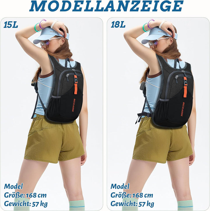 18L Wanderrucksack Herren Kleiner Rucksack Damen Leichter Daypack Tagesrucksack Faltbarer Trekkingru