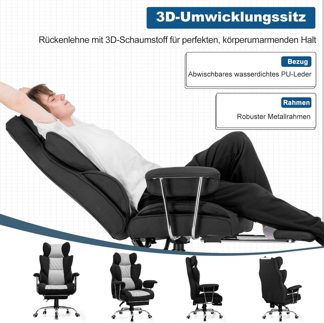 GTPLAYER Gaming Stuhl, Bürostuhl mit Taschenfeder-Lendenwirbelstütze, breiter Büro-Computersessel mi