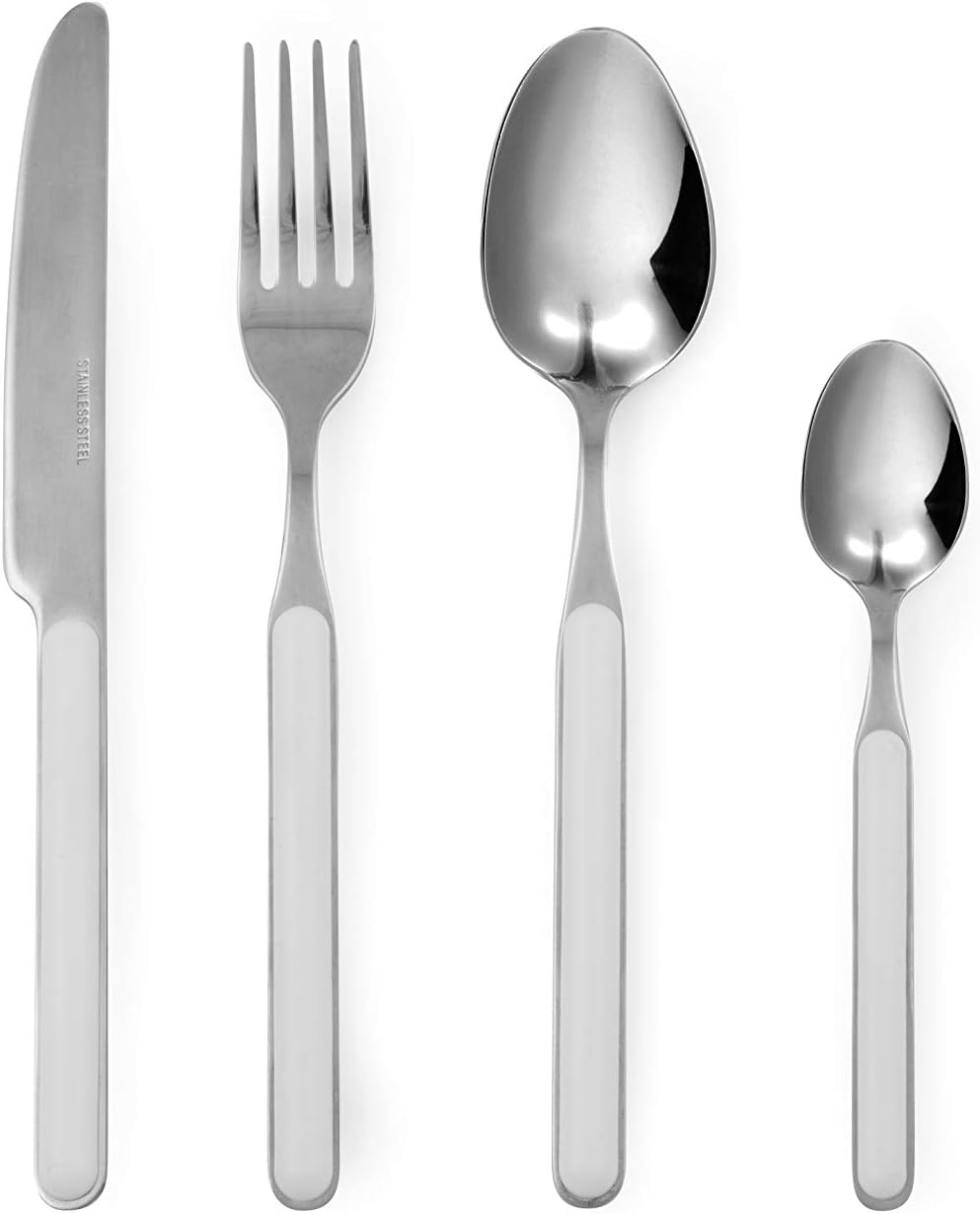 Excelsa Eclipse Besteck-Set, 24-teilig, Edelstahl 18/0 Weiss, Weiss