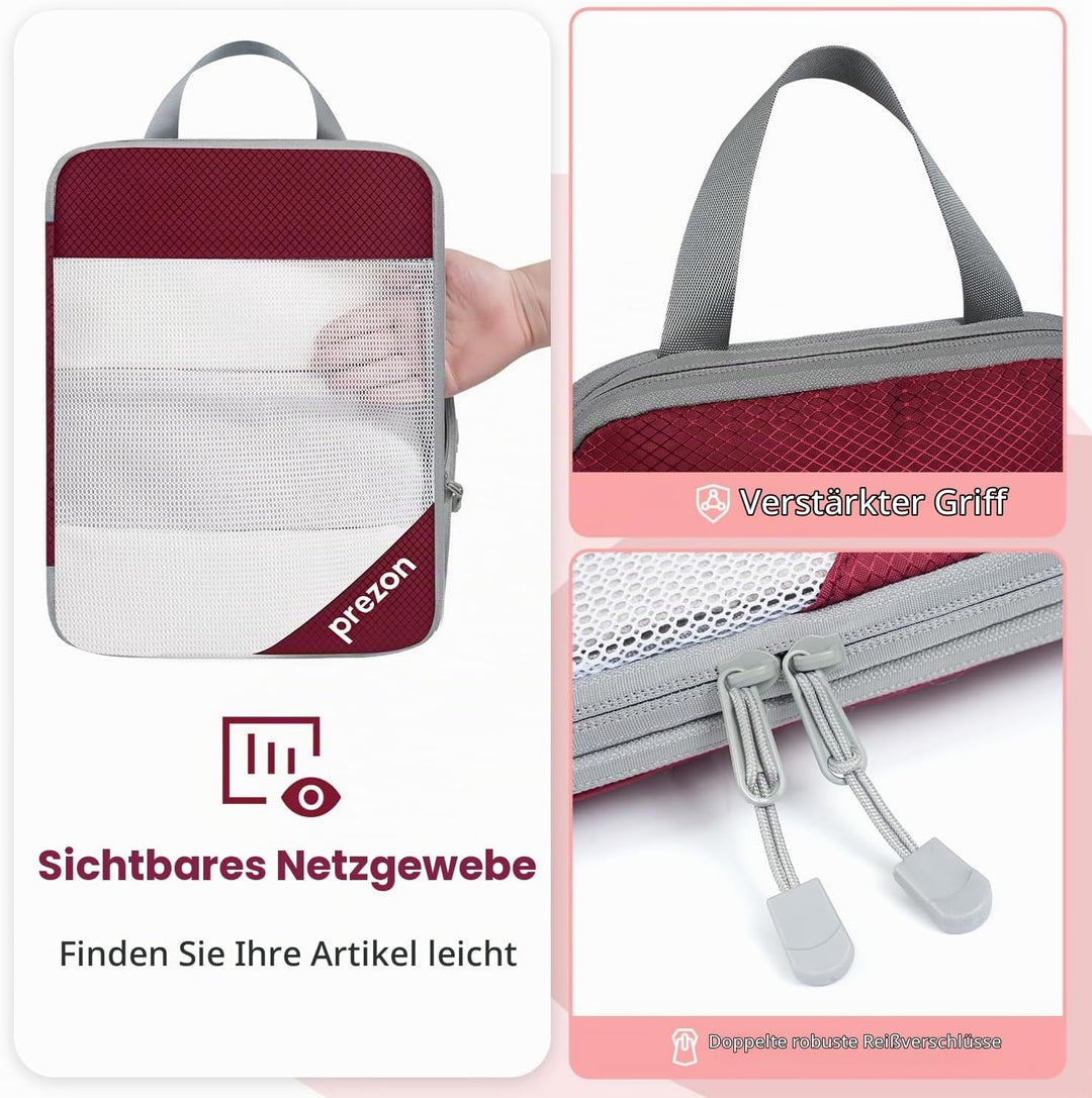 6 Set Kompressions-Packwürfel, Durchsichtiges Design, Platzsparend, Leicht, Massgeschneidertes Katio