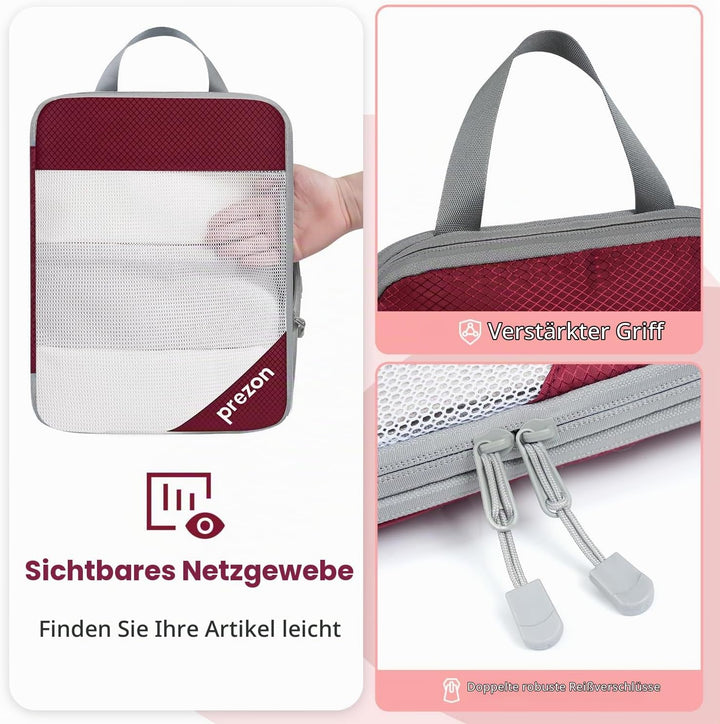 6 Set Kompressions-Packwürfel, Durchsichtiges Design, Platzsparend, Leicht, Massgeschneidertes Katio
