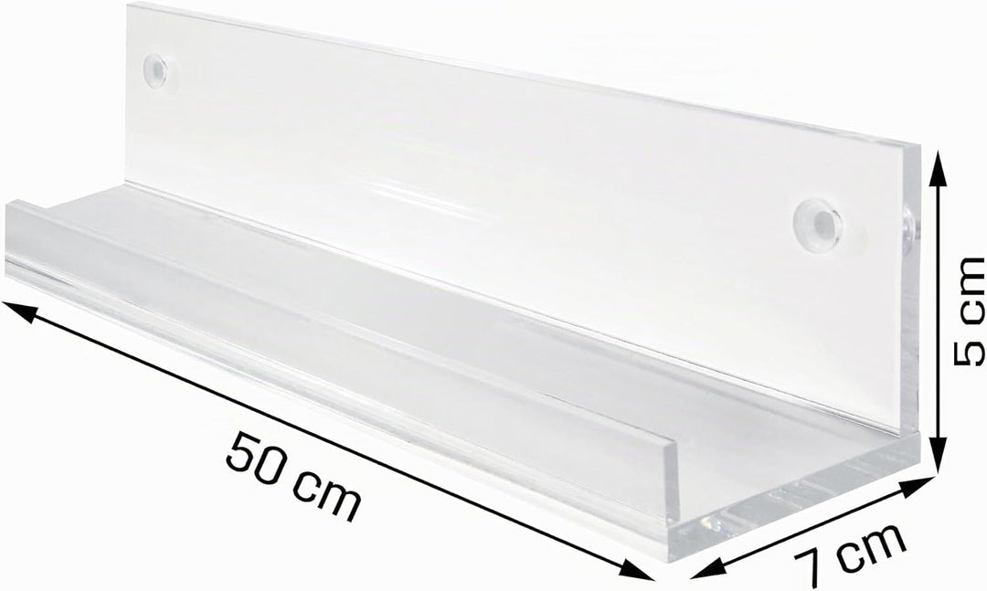 SIGEL GA111 Schmales Galerieboard / Regalboard / Ablageboard 50 cm, Acryl glasklar, 50 cm